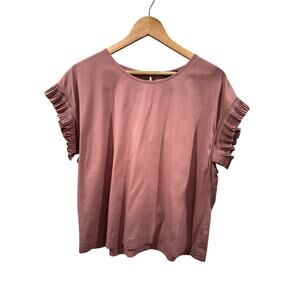 Express Mauve Blouse Pleated Cap Sleeve Size XL